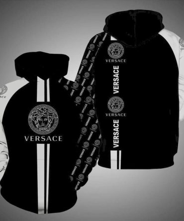 Versace Black Unisex Hoodie Luxury Brand Outfit For Men Women