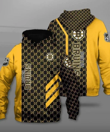 Boston Bruins Gucci Yellow Men And Women 3D Full Printing Hoodie