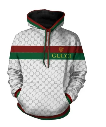 Gucci Stripe White Unisex Hoodie For Men Women Luxury Brand Clothing Clothes Outfit