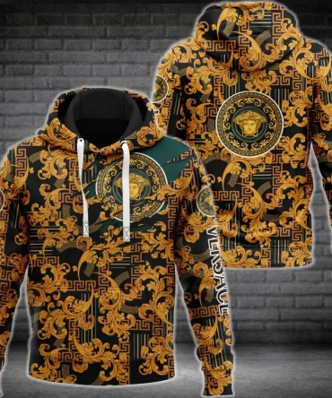 Gianni Versace Gold Unisex Hoodie For Men Women Luxury Brand Clothing Clothes Outfit