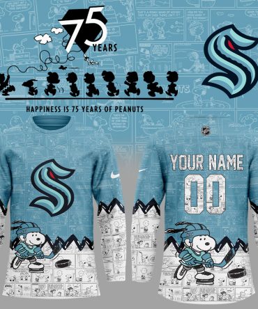 Seattle Kraken 75Th Anniversary Of Peanuts Custom Name, Number For Fans Jersey