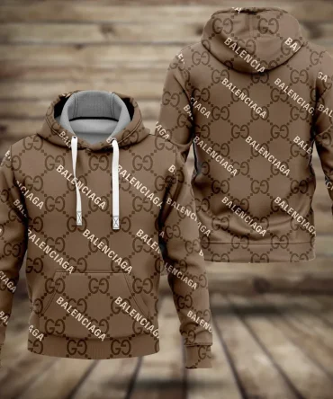 Gucci Balenciaga Brown Unisex Hoodie For Men Women Luxury Brand Clothing Clothes Outfit