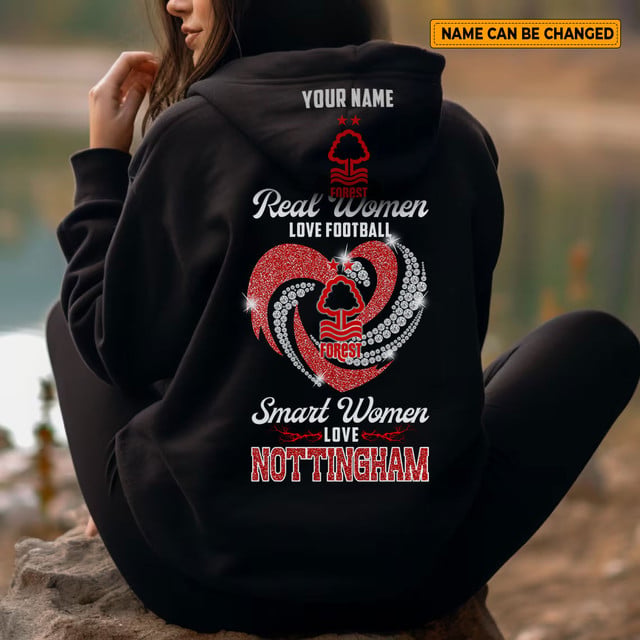 Custom Nottingham Forest Women'S Hoodie - Love Football, Personalize Name!