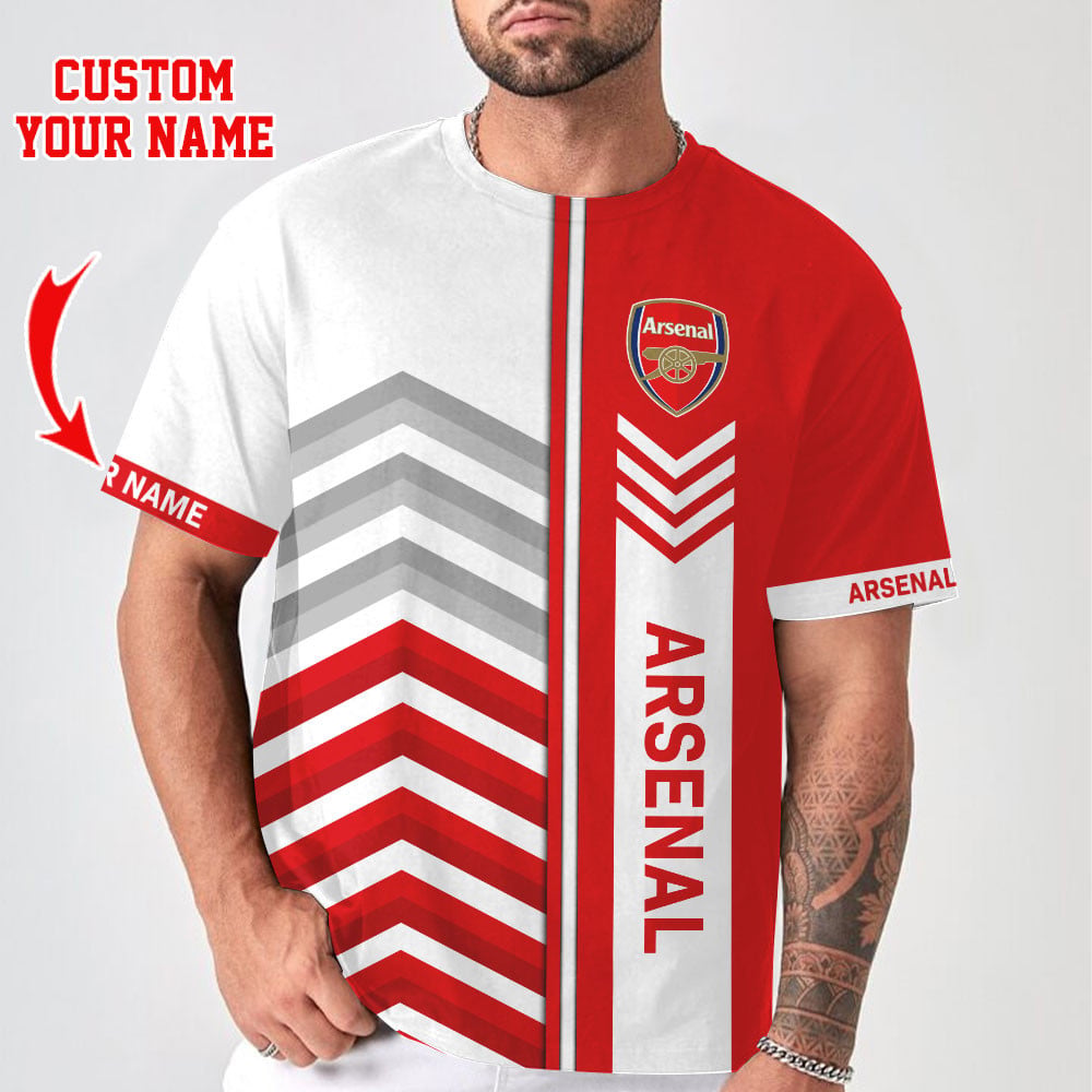 Custom Arsenal Fan T-Shirt - Personalize Your Name - Stylish Red & White Design