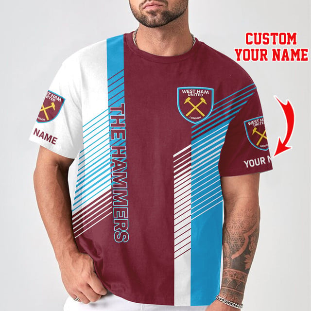 Custom West Ham United T-Shirt - Personalize Your Name - Perfect Gift For Fans