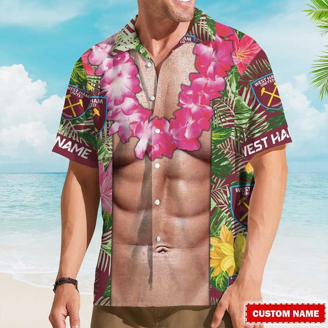 Custom Tropical Abs Westham Print Hawaiian Shirt - Fun Beach Party Outfit For Men