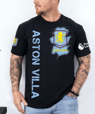 Aston Villa Customizable T-Shirt – Premier League Fan Gear, Personalized Name