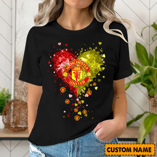 Custom Manchester United Heart Design T-Shirt - Perfect Gift For Fans!