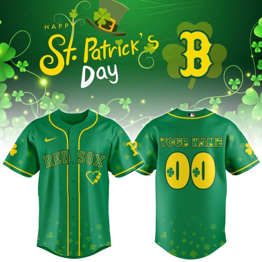 Personalized Boston Red Sox St Patrick’S Day Baseball Jersey Red Sox Merch Best Baseball Gifts