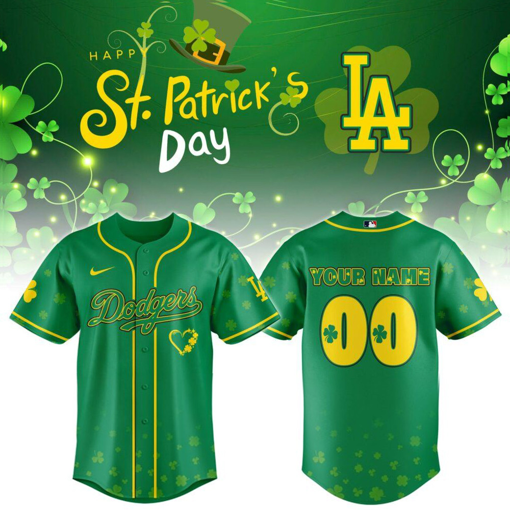 Personalized Los Angeles Dodgers St Patrick'S Day Baseball Jersey 2026 La Dodgers Merch Gifts