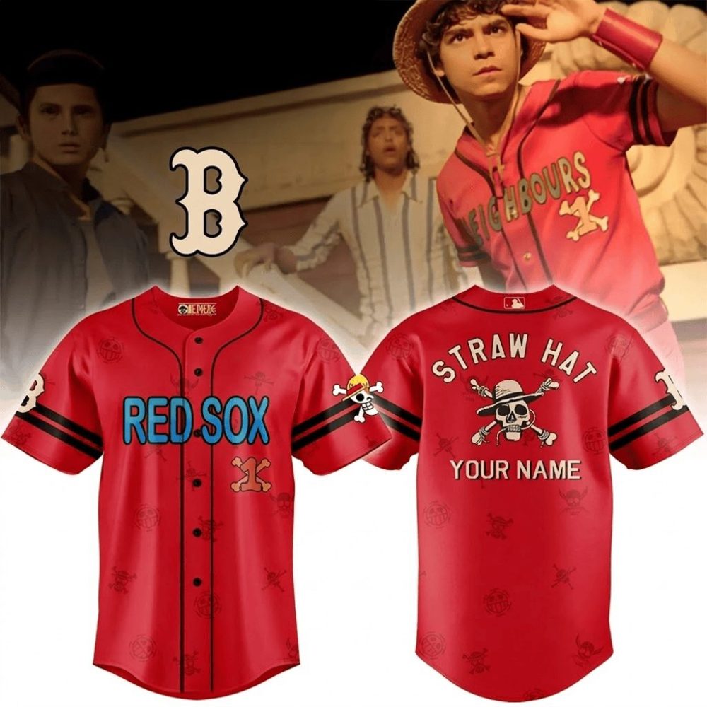 Personalized Boston Red Sox One Piece Live Action Luffy Neighbours Jersey 2026 Red Sox Merch
