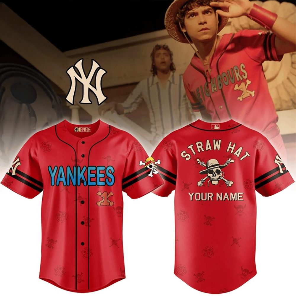 Personalized New York Yankees One Piece Live Action Luffy Neighbours Jersey 2026 Yankees Merch