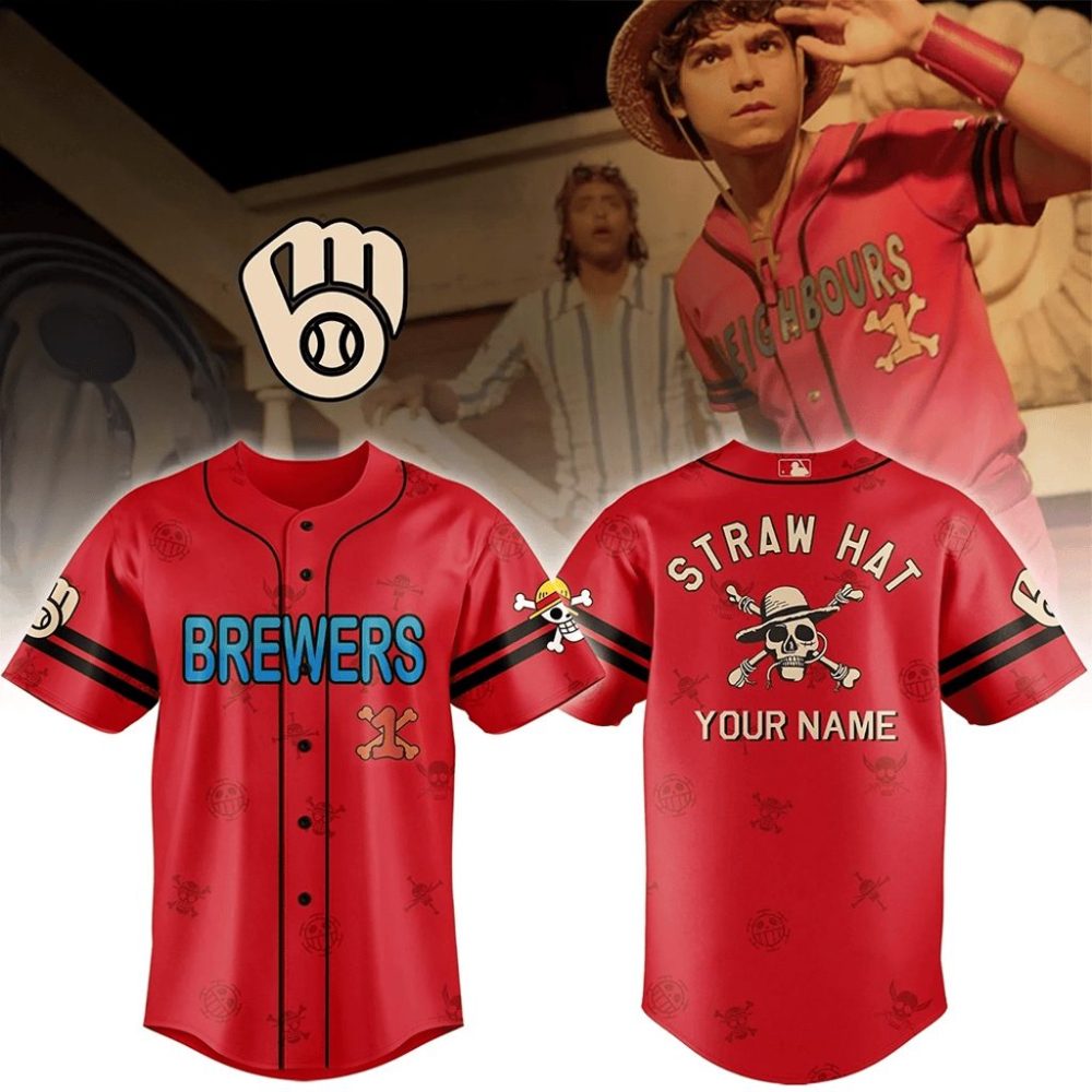 Personalized Milwaukee Brewers One Piece Live Action Luffy Neighbours Jersey 2026 Brewers Merch