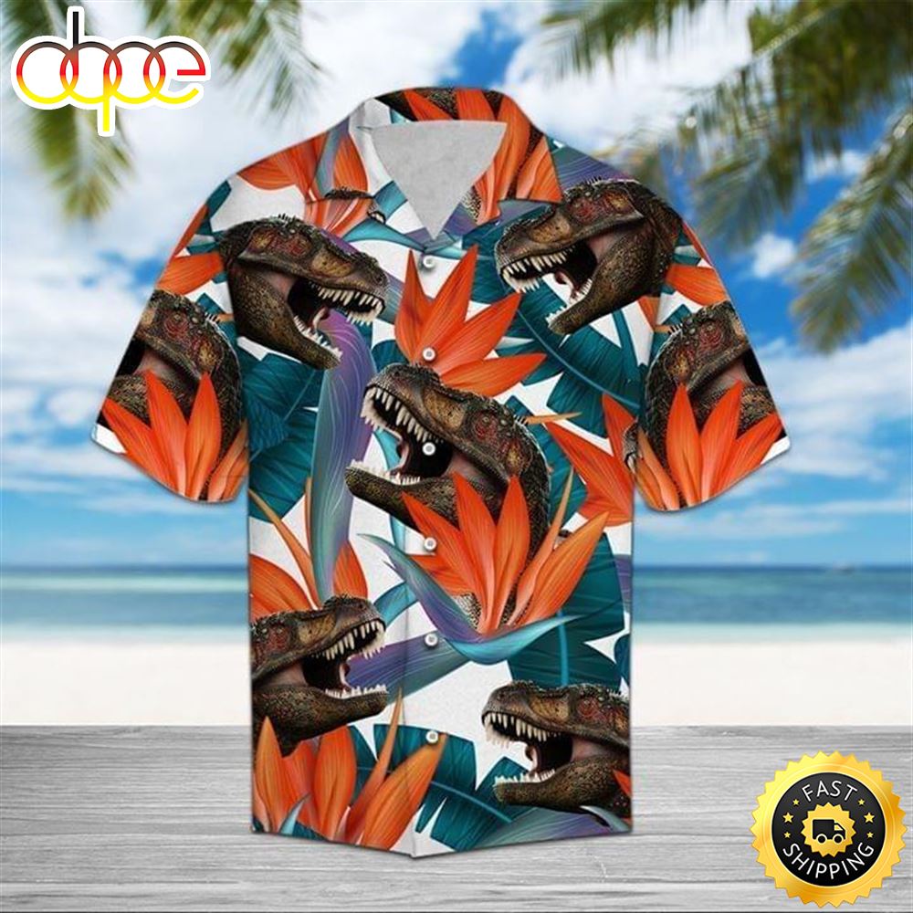 T Rex Dinosaur Tropical Aloha Disney Hawaiian Shirt For Women And Men