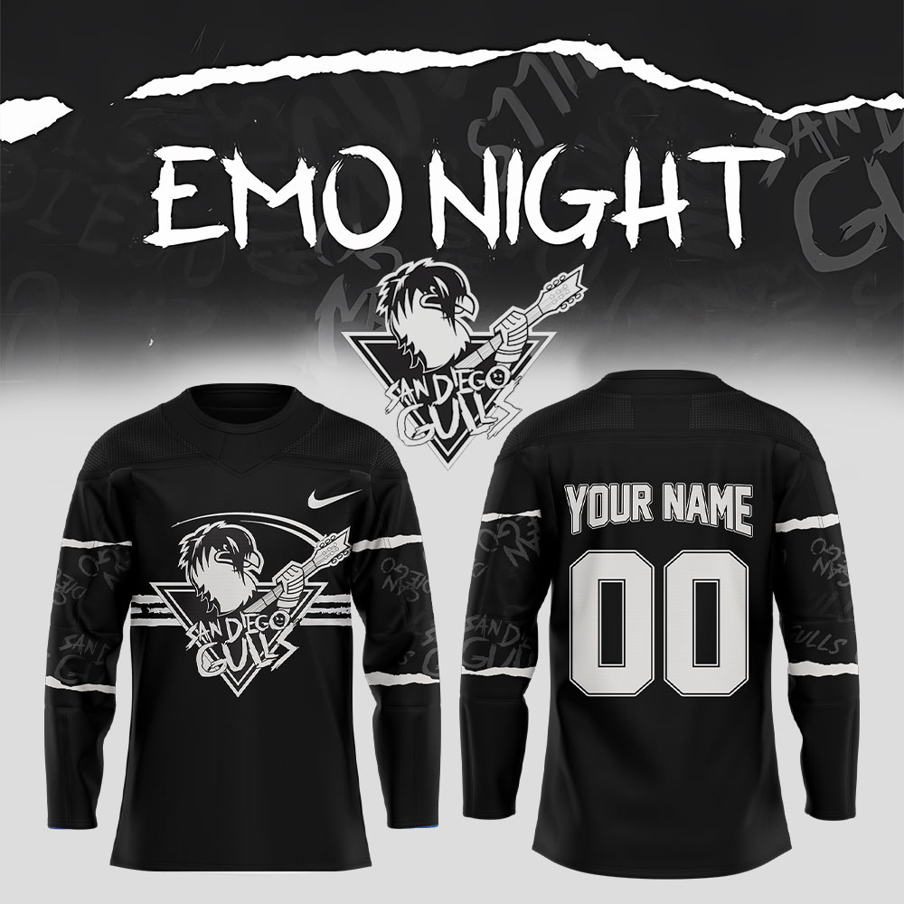 San Diego Gulls Emo Night Custom Name, Number For Fans Jersey