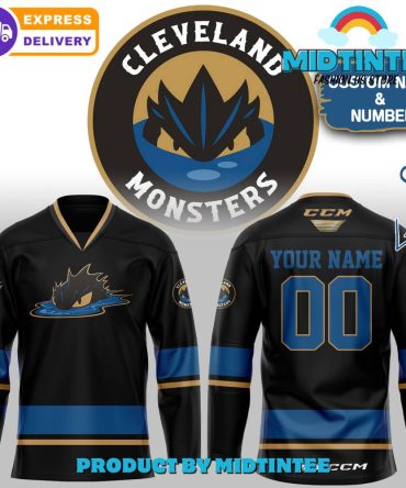 Ahl Cleveland Monsters Black Custom Name Hockey Jersey