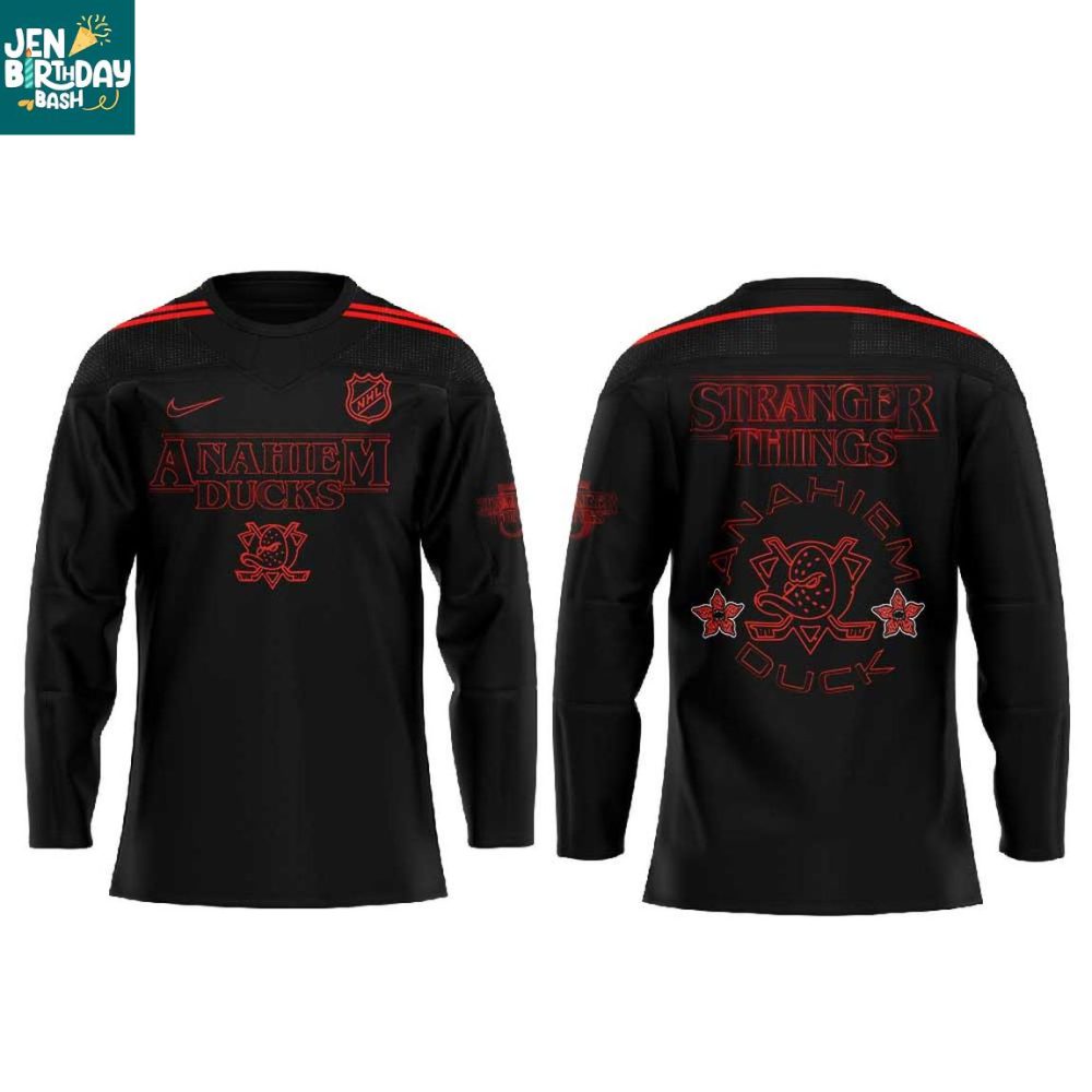 Anaheim Ducks Stranger Things 5 Upside Down Personalized Hockey Jersey - Image 2