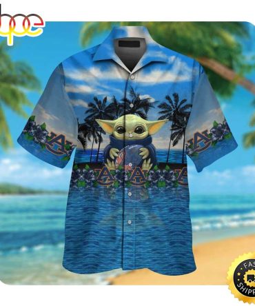 Auburn Tigers And Baby Yoda Summer Button Up Hawaiian Shirt
