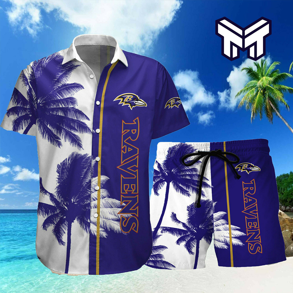 Baltimore Ravens Hawaiian Shirts Mens Wear Button-Down Shirt Beach Shorts