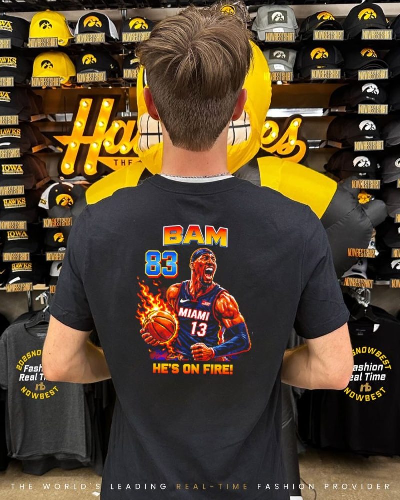 Bam Adebayo Scores 83 Points In Second-Highest He'S On Fire Nba Jam Parody Shirt - Image 2