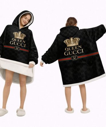 Black Queen Gucci Blanket Hoodie , Cozy Wearable Blanket Hoodie