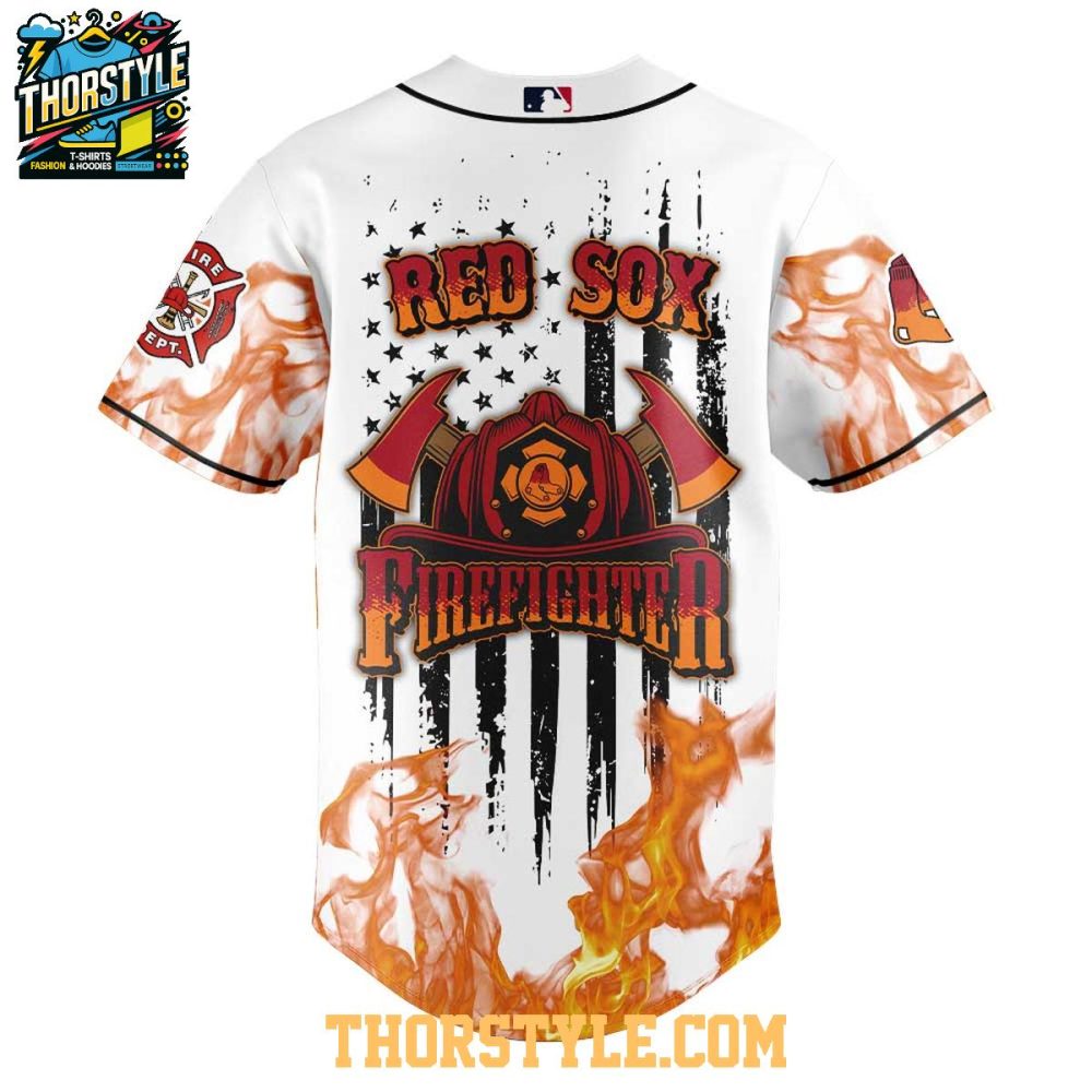 Boston Red Sox Firefighter Appreciation 2025 Fire Dept. Baseball Jersey - Image 3