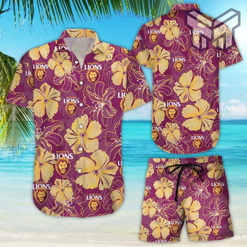 Brisbane Lions Floral Hawaiian Shirt And Shorts