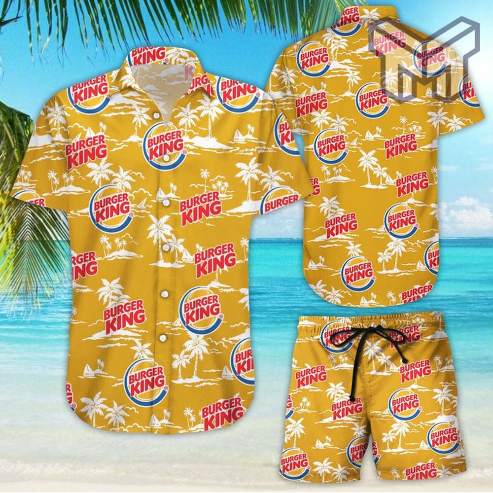 Burgerking Tropical Flower Aloha Hawaiian Shirts And Short