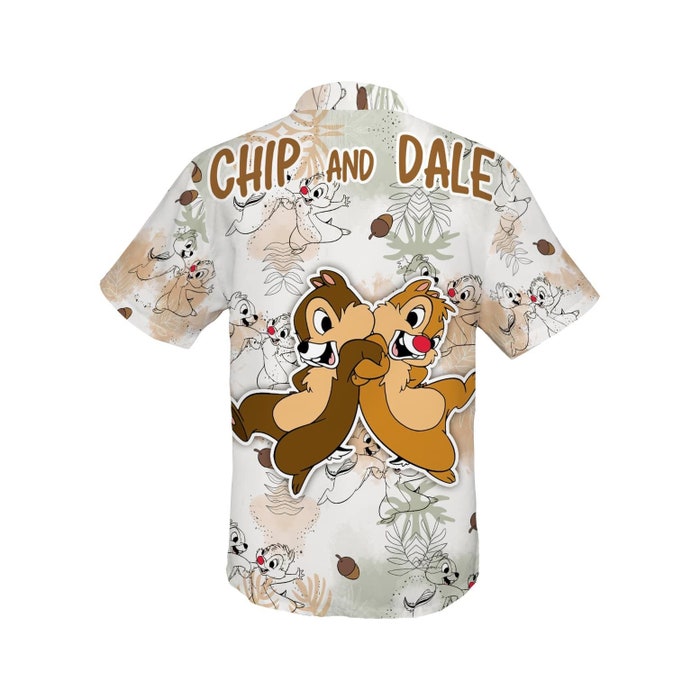 Chip Dale Nuts Summer Tropical Print Disney Hawaiian Button Down Shirt Shorts Set Unisex Outfits - Image 3