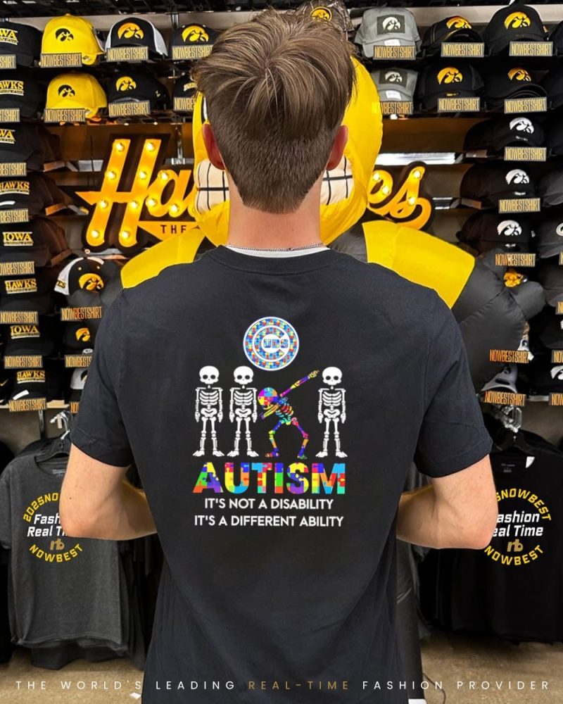 Chicago Cubs Skeleton Autism It'S Not A Disability It'S A Different Ability Shirt - Image 2