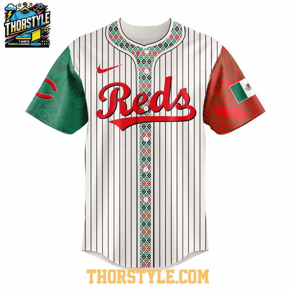 Cincinnati Reds Mexico 2025 Mexican Heritage Night Striped Baseball Jersey - Image 2