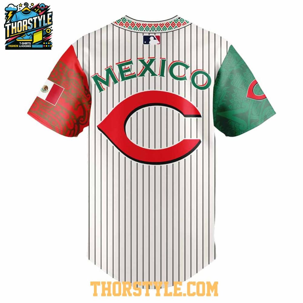 Cincinnati Reds Mexico 2025 Mexican Heritage Night Striped Baseball Jersey - Image 3