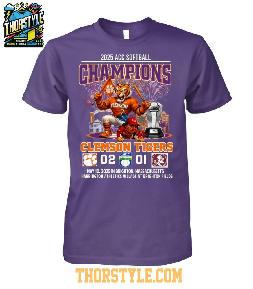 Clemson Tigers 2025 Acc Softball Champions Beat Seminoles T-Shirt
