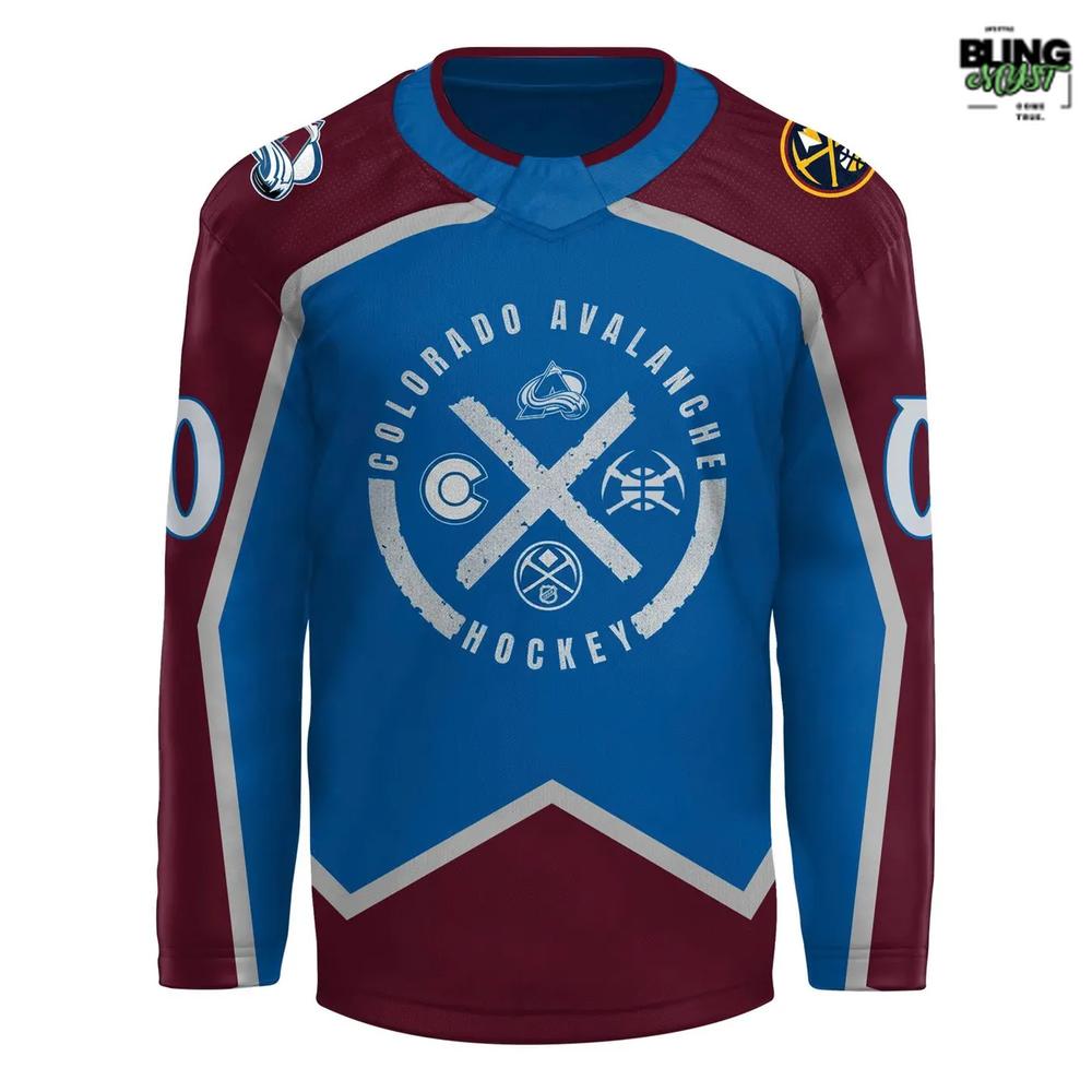 Colorado Avalanche X Denver Nuggets Crossover Night Hockey Jersey - Image 2