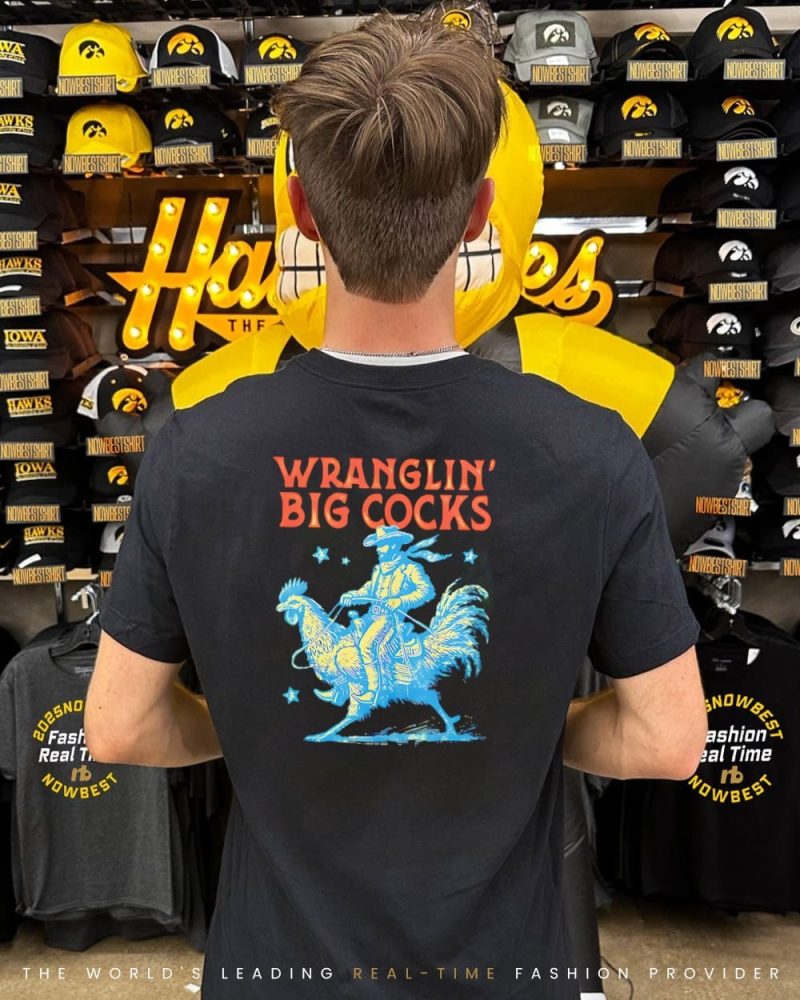 Cowboy Riding Rooster Wranglin' Big Cocks Shirt - Image 2