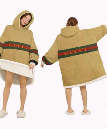 Dark Beige Gucci Blanket Hoodie , Cozy Wearable Blanket Hoodie