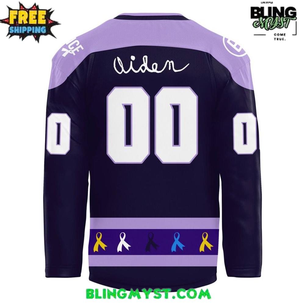 Delaware Blue Hens Fights Cancer Special Hockey Jersey - Image 3