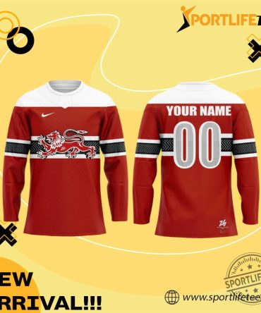 Denmark Team 2026 Olympic Red Lion Heart Hockey Jersey
