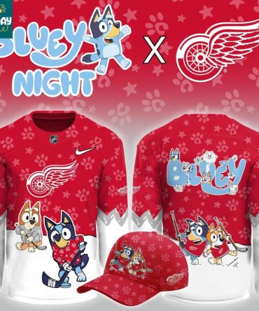 Detroit Red Wings Bluey Christmas Night 2025 Gameday Personalized Hockey Jersey