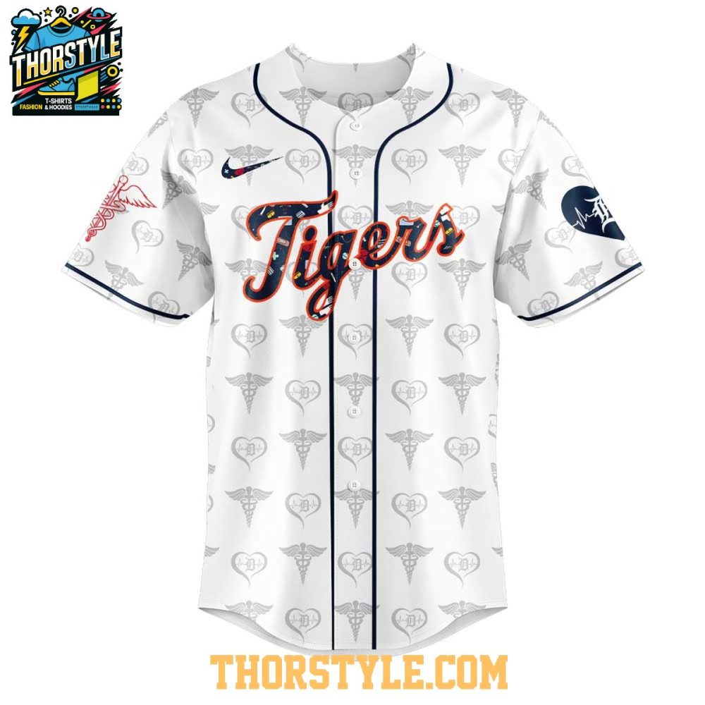 Detroit Tigers 2025 Nurses Appreciation A Work Of Heart Baseball Jersey - Image 2
