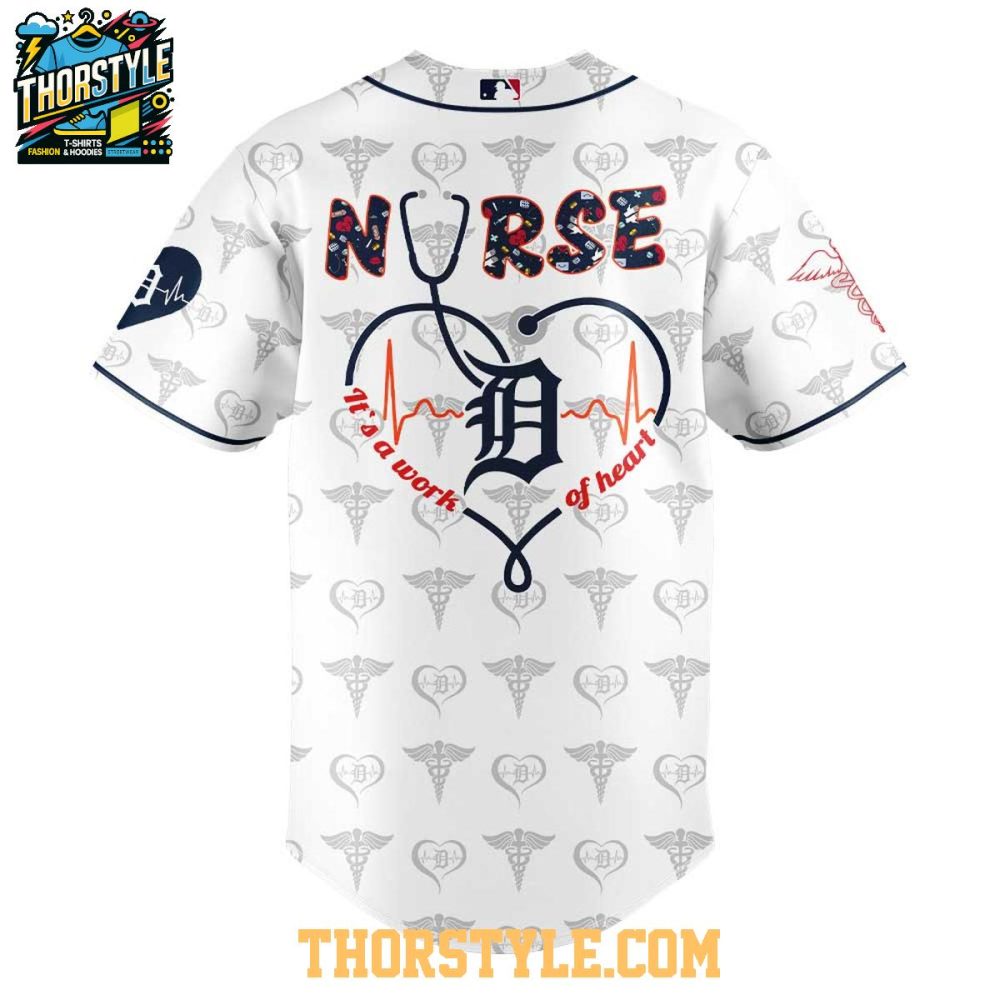 Detroit Tigers 2025 Nurses Appreciation A Work Of Heart Baseball Jersey - Image 3