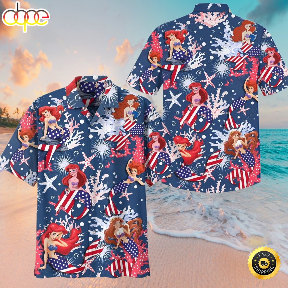 Disney Ariel 4Th Of July Independence Day Hawaiian Shirt