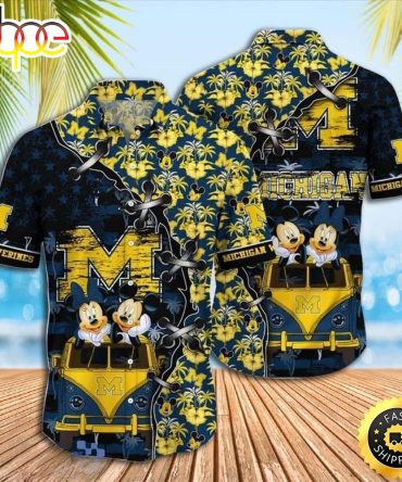 Disney Mickey Mouse Michigan Wolverines Hawaiian Shirt Cool Gift For Beach Lovers