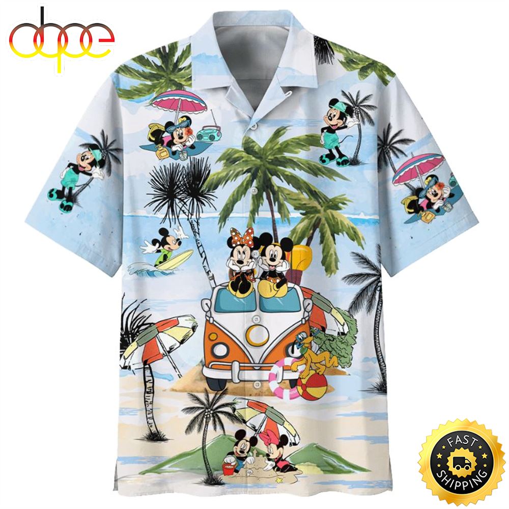 Disney Summer Mickey Mouse And Minnie Mouse Hawaiian Shirt