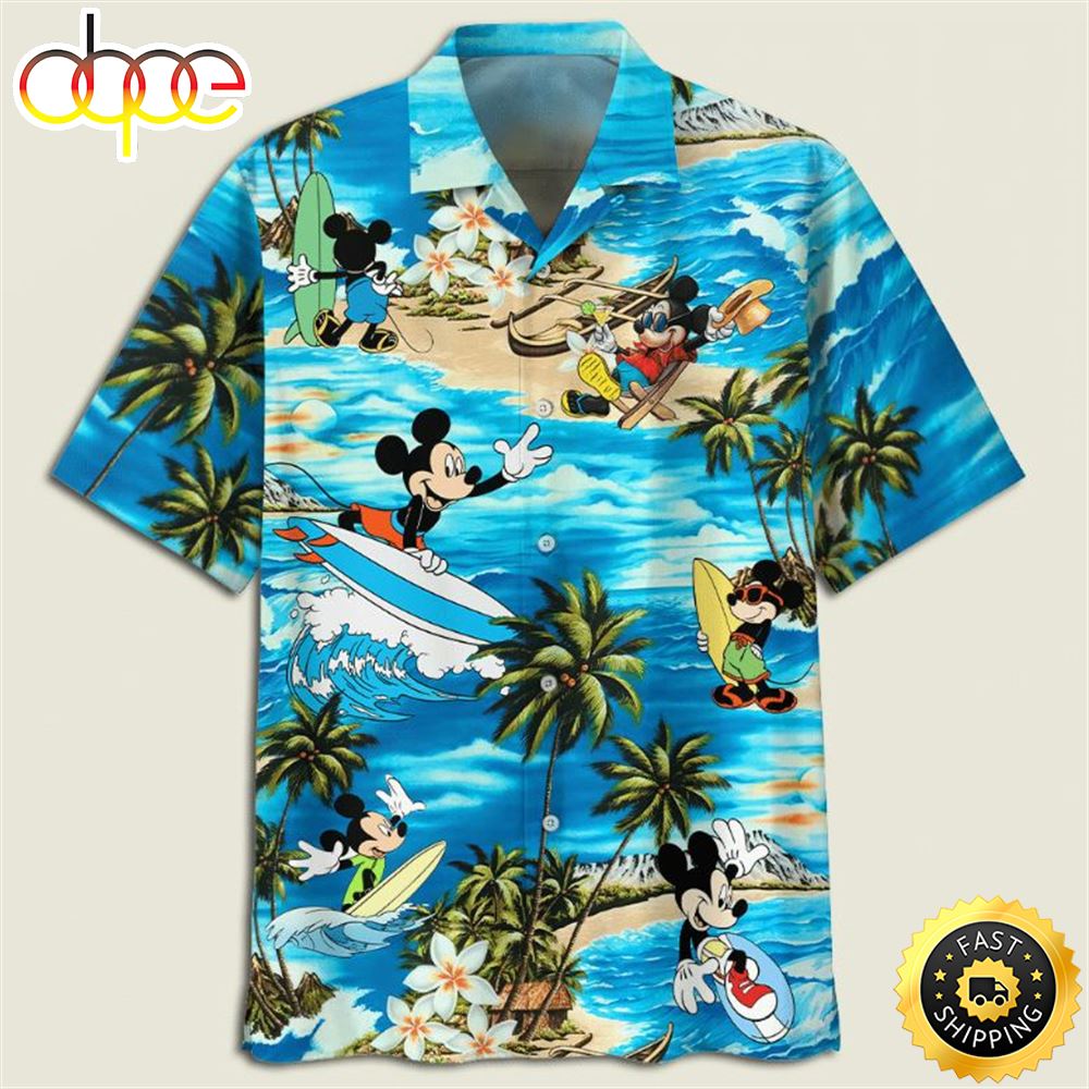 Disney Summer Mickey Mouse Surfboard Hawaiian Shirt