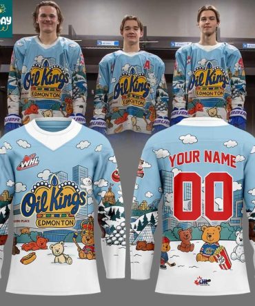 Edmonton Oil Kings 2025 Teddy Bear Toss Christmas Personalized Hockey Jersey