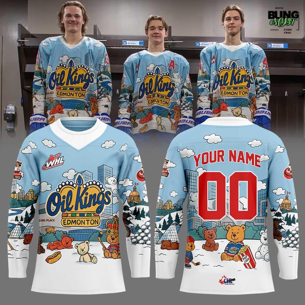 Edmonton Oil Kings Teddy Bear Toss Special Hockey Jersey - Image 3
