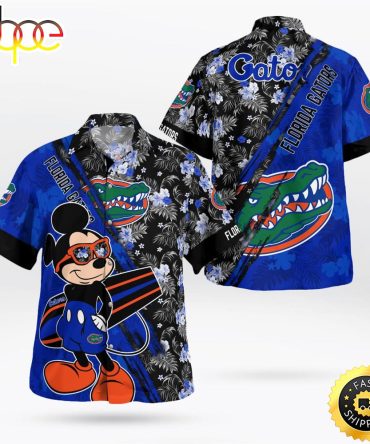 Florida Gators Mickey Mouse Floral Short Sleeve Hawaii Shirt