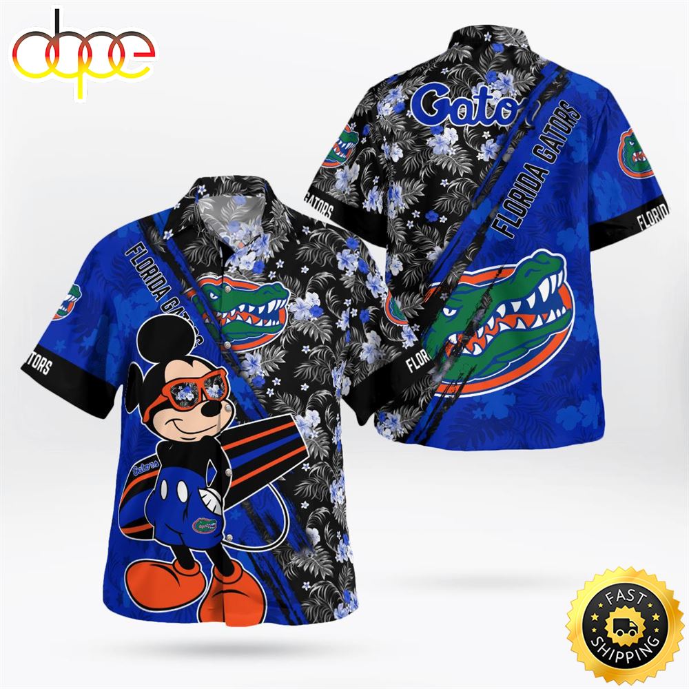 Florida Gators Mickey Mouse Floral Short Sleeve Hawaii Shirt