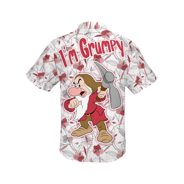 Grumpy Dwarf Hammer Summer Tropical Print Disney Hawaiian Button Down Shirt Shorts Set Unisex Outfits - Image 2
